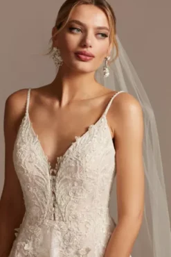 Beaded Applique Wedding Dress With Swag Sleeves -Blissful Brides Shop CWG875 IVYSTONE OLEG PROD4 097