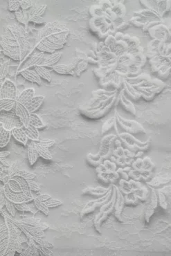 Embroidered V-Neck Wedding Dress With Tulle Skirt -Blissful Brides Shop CWG888 WHITE OLEG SWATCH PROD2 003