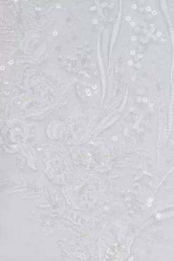 Leafy Applique Lace Off The Shoulder Wedding Dress -Blissful Brides Shop CWG891 WHITE OLEG SWATCH PROD3