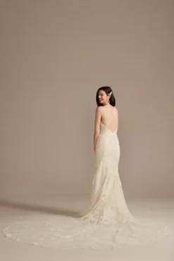 Strappy Beaded Applique Tulle Sheath Wedding Dress -Blissful Brides Shop CWG904 IVYCHAMP OLEG PROD3 512