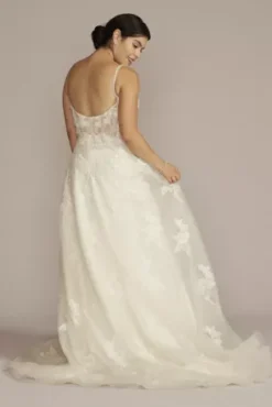 Glitter Tulle Appliqued Corset Bodice Wedding Gown 9 Glitter Tulle Appliqued Corset Bodice Wedding Gown -Blissful Brides Shop CWG929 IVYSTONE OLEG PROD12 175