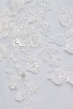 Glitter Tulle Appliqued Corset Bodice Wedding Gown 11 Glitter Tulle Appliqued Corset Bodice Wedding Gown -Blissful Brides Shop CWG929 SOLIDWHITE OLEG SWATCH PROD2 002