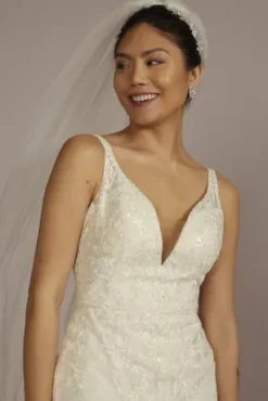 Removable Train Mermaid Wedding Dress -Blissful Brides Shop CWG932 IVORY OLEG PROD4 082