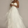 Tiered Floral Ball Gown Wedding Dress -Blissful Brides Shop CWG936 IVORY OLEG PROD3 038