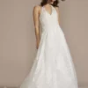 V-Neck Halter Beaded Lace Ball Gown Wedding Dress -Blissful Brides Shop CWG955 SOLIDWHITE OLEG PROD12 051