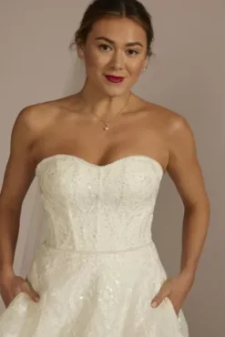 Strapless Beaded Lace Ball Gown Wedding Dress -Blissful Brides Shop CWG960 IVORY OLEG PROD12 045