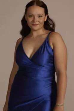 Spaghetti Strap Glitter Knit Draped Dress -Blissful Brides Shop CWPP4377 MROYAL PROD9 PRM 3027