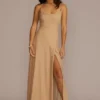 Metallic Cowl Neck Dress With Lace-Up Back 2 Metallic Cowl Neck Dress With Lace-Up Back -Blissful Brides Shop D21NY2129 GOLD PRTY PROD12 062