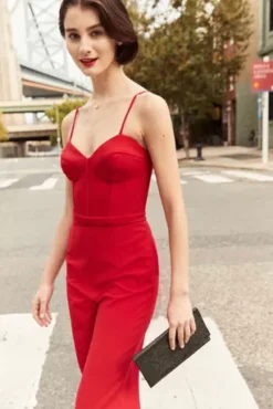 Stretch Crepe Corset Straight Leg Jumpsuit -Blissful Brides Shop D21NY22179V1 1 PDP Crop JAN21 1920x2880