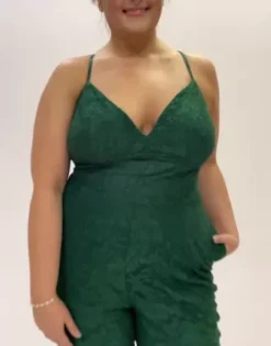 Allover Lace V-Neck Jumpsuit -Blissful Brides Shop D21NY22180 PDP