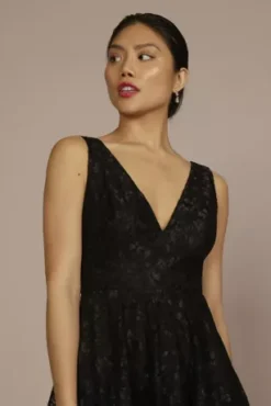 V-Neck Tiered Lace Tank Dress -Blissful Brides Shop D21NY22520 BLACK PRTY PROD6 076