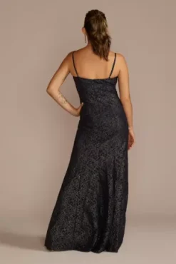 Metallic Foil Lace Mermaid With Cropped Popover -Blissful Brides Shop D21NY22700 MIDNIGHT PRTY PROD9 895