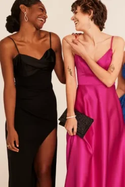 Satin Spaghetti Strap A-Line Prom Dress -Blissful Brides Shop D24NY22005W PDP Crop FEB9 1920x2880