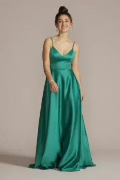 Satin Spaghetti Strap A-Line Prom Dress