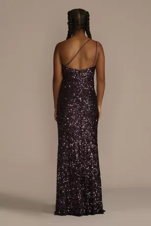One-Shoulder Shimmer Sequin Floor Length Gown 4 One-Shoulder Shimmer Sequin Floor Length Gown - Image 2