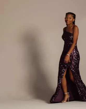 One-Shoulder Shimmer Sequin Floor Length Gown 6 One-Shoulder Shimmer Sequin Floor Length Gown - Image 4