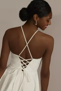 Floral Jacquard Halter Mini A-Line Dress -Blissful Brides Shop D24NY22095V1 WHITE PARTY PROD2 121