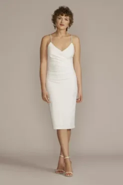 V-Neck Crepe Midi Dress