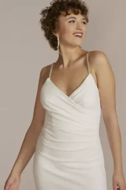 V-Neck Crepe Midi Dress -Blissful Brides Shop D24NY22109V1 WHITE PARTY PROD2 4218