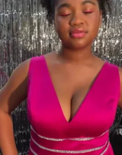 Embellished Waist Plunge Neck Mini A-Line Dress 11 Embellished Waist Plunge Neck Mini A-Line Dress -Blissful Brides Shop D24NY22122 PDP