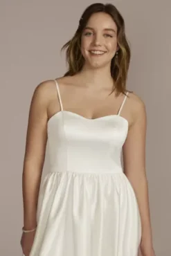 Satin Bubble Hem Mini A-Line -Blissful Brides Shop D24NY22396 WHITE PARTY PROD2 4075