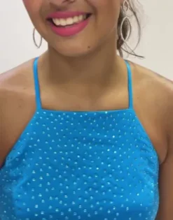 Embellished High Neck Satin Ball Gown With Slit 9 Embellished High Neck Satin Ball Gown With Slit -Blissful Brides Shop D24NY22601 PDP