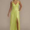 Surplice Metallic Chiffon Foil A-Line -Blissful Brides Shop D24NY22608RW KEYLIME PRM PROD11 018