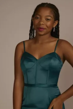 Spaghetti Strap Stretch Satin Corset Mermaid Dress -Blissful Brides Shop D24NY22618V1 GEM PROD9 PRM 1561