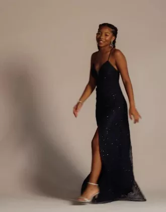 Glitter Illusion Lace A-line Dress With Pockets 6 Glitter Illusion Lace A-line Dress With Pockets - Image 4