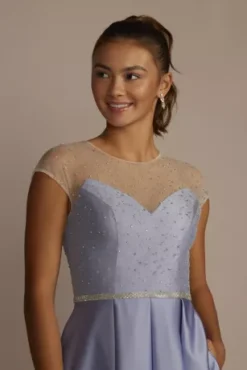 Satin Ball Gown With Sheer Embellished Top -Blissful Brides Shop D24NY23015 BLUEBIRD PRM PROD11 040 1