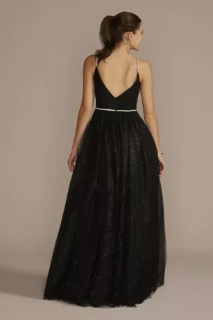 Glitter Tulle Ball Gown With Embellished Trim 4 Glitter Tulle Ball Gown With Embellished Trim - Image 2