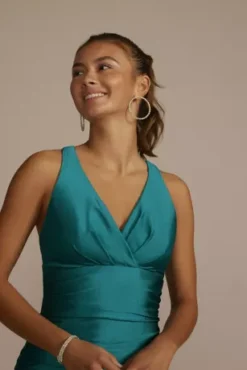 Stretch Satin V-Neck Tank Mermaid Dress -Blissful Brides Shop D24NY23075 OASIS PRM PROD11 070