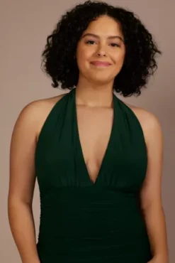 Short Ruched Jersey Halter Dress -Blissful Brides Shop D24NY23171W JUNIPER JRPRTY PROD3 V2 095