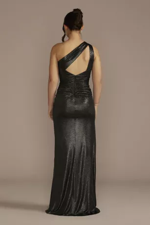 One Shoulder Cutout Textured Metallic Sheath Dress 4 One Shoulder Cutout Textured Metallic Sheath Dress - Image 2