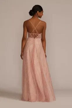 Patterned Sequin Illusion Bodice A-Line With Slit -Blissful Brides Shop D28NY22289 BALLET PARTY PROD2 131