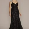 Patterned Stretch Sequin Mermaid Gown -Blissful Brides Shop D28NY22293 BLACK PARTY PROD2 0030