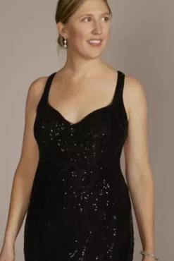 Patterned Stretch Sequin Mermaid Gown -Blissful Brides Shop D28NY22293 BLACK PARTY PROD2 0046