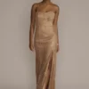 Metallic Sequined Sheath With Slit -Blissful Brides Shop D28NY22353 GOLD PRTY PROD5 046