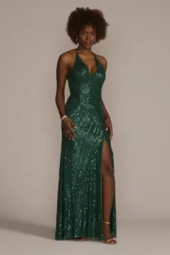 Sequined V-Neck Sheath