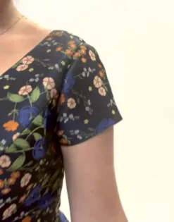 Floral Jacquard Short A-Line Dress -Blissful Brides Shop D39NY22335 PDP