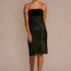 Empire Waist Velvet And Sequin Midi Dress