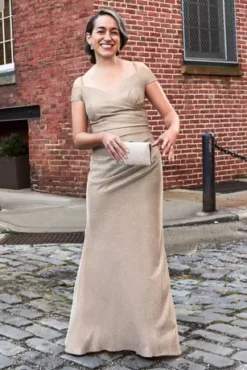 Off-the-Shoulder Metallic Sheath Gown -Blissful Brides Shop D40NY22221 1 PDP Crop FEB6 1920x2880