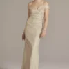 Off-the-Shoulder Metallic Sheath Gown -Blissful Brides Shop D40NY22221 CHAMPAGNE MOB PROD1 041