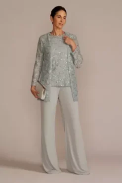 Three-Piece Sparkle Lace Pantsuit