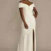Cuffed Off-the-Shoulder Lace Sheath Gown -Blissful Brides Shop DB1531 IVORY DBSTU PROD11 V2 016