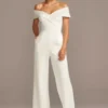 Cuffed Off-the-Shoulder Stretch Crepe Jumpsuit -Blissful Brides Shop DB3230 MIVORY DBSTUI PROD9 035