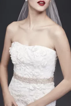 High-Shine Crystal Flower Sash -Blissful Brides Shop DMJ4882X MROSEGOLD SASH OM PROD7 008