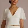 Chiffon Flutter Sleeve Bridal Separates Top -Blissful Brides Shop DS152139 SOFTWHITE DBSTU PROD5 092