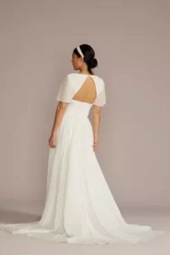 Chiffon Flutter Sleeve Bridal Separates Top -Blissful Brides Shop DS152139 SOFTWHITE DBSTU PROD5 129