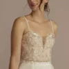 3D Floral Sweetheart Spaghetti Strap Separates Top -Blissful Brides Shop DS152140 SFTWHTNUDE SEPERATES PROD1 038